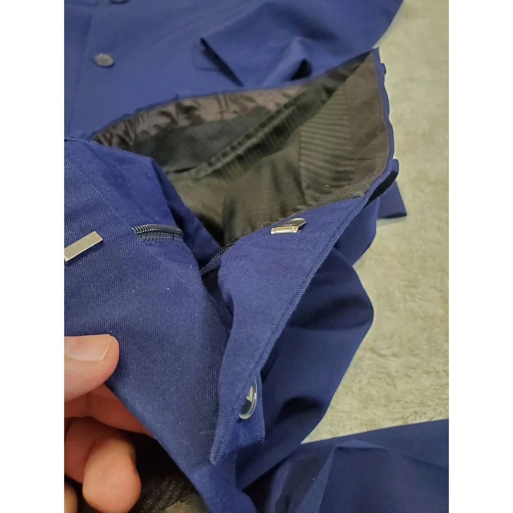 Calvin Klein Blue Office Suit Jacket Blazer 42L Pant 37x32 Classic Work Formal
